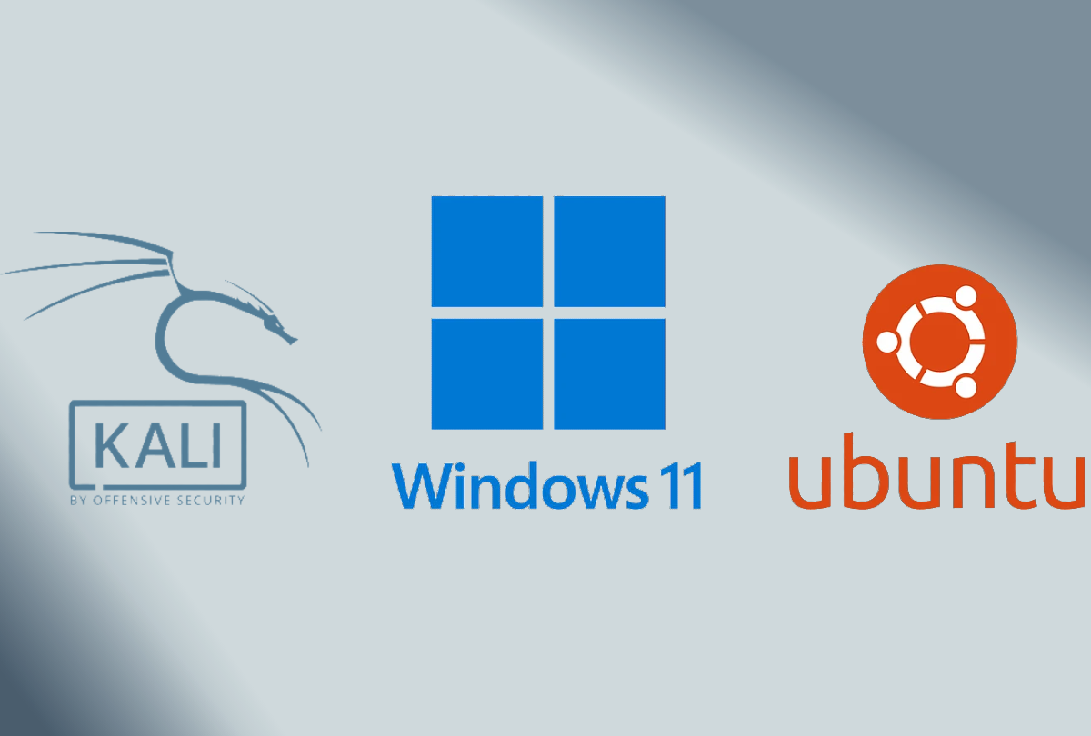 GRUB bootloader menu showing Windows, Kali Linux and Ubuntu triple-boot configuration
